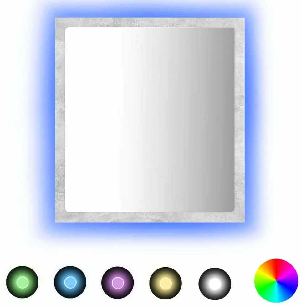 Vonios kambario LED veidrodis, betono, 40x8,5x37cm, akrilas
