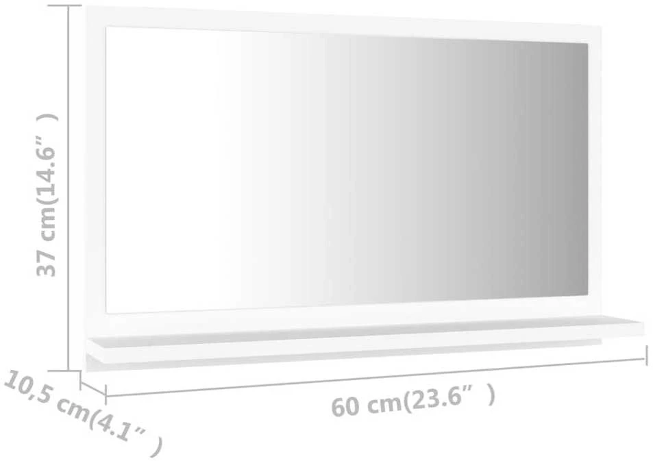 Vonios kambario veidrodis, baltas, 60x10,5x37cm, mediena