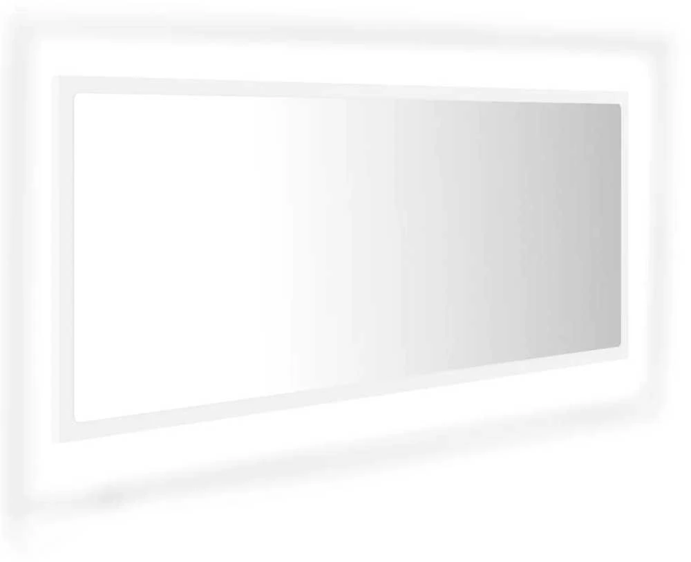 Vonios kambario LED veidrodis, baltas, 100x8,5x37cm, akrilas