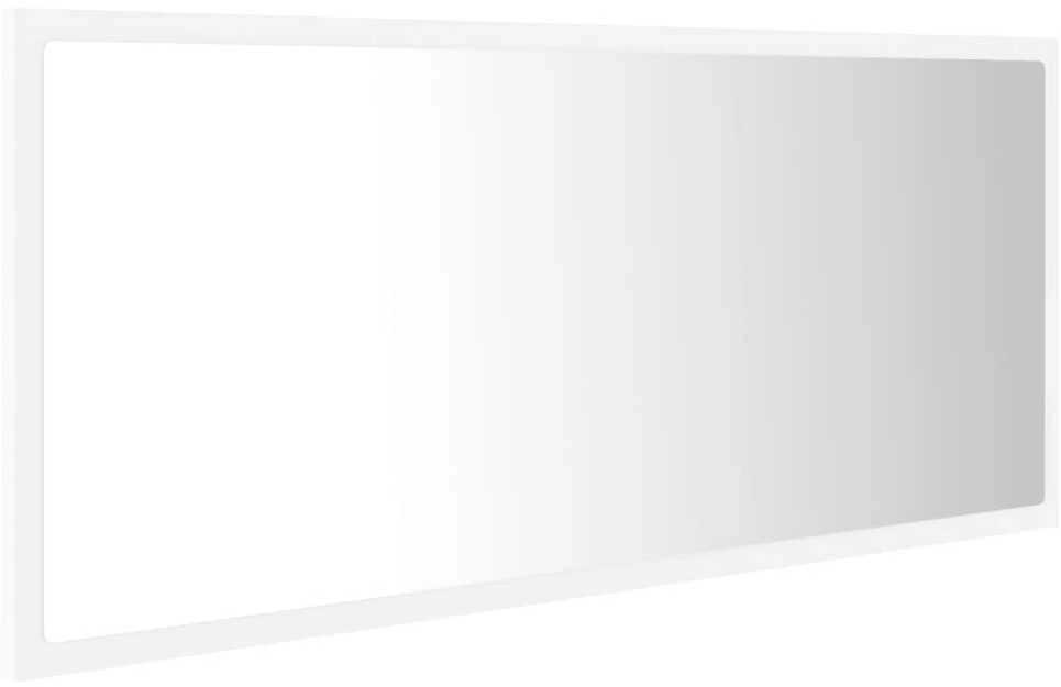 Vonios kambario LED veidrodis, baltas, 100x8,5x37cm, akrilas
