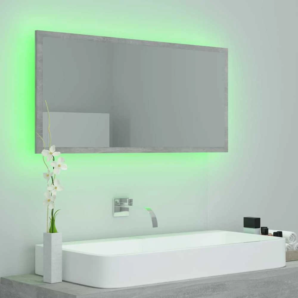 Vonios kambario LED veidrodis, betono, 90x8,5x37cm, akrilas