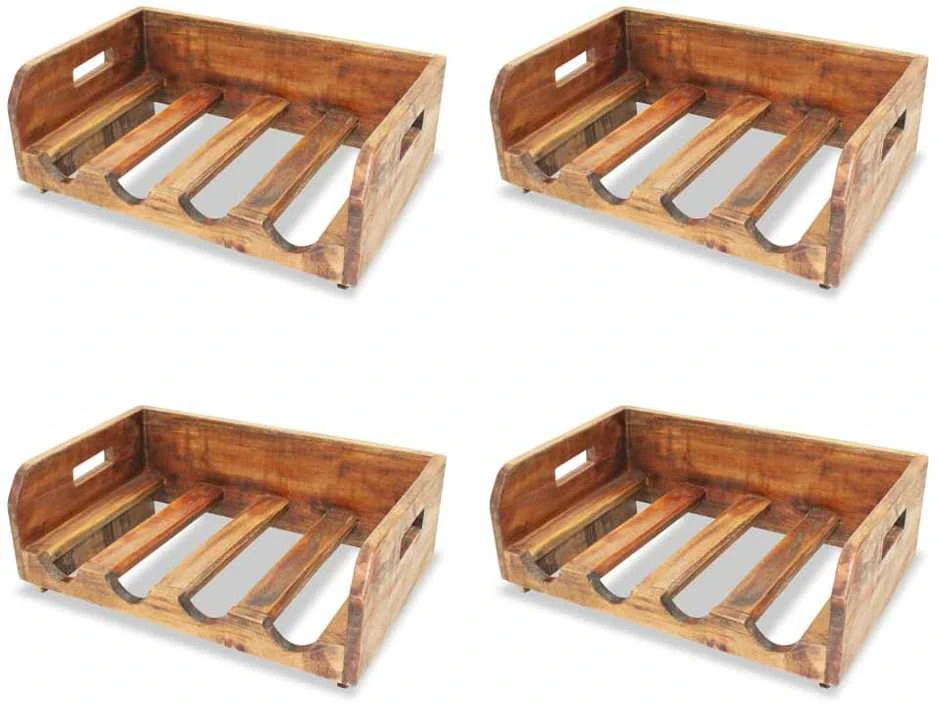 Vyno butelių laikikliai, 4vnt., 16 butelių, raudonmedis