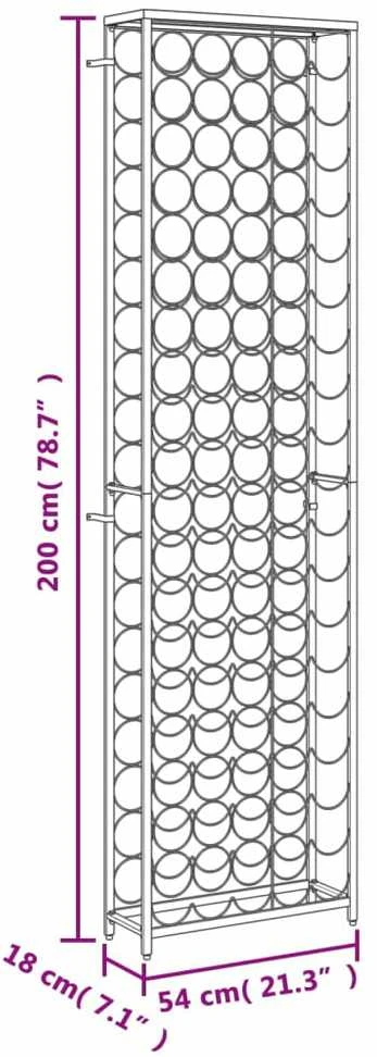 Vyno laikiklis 95 buteliams, juodas, 54x18x200cm, kalta geležis