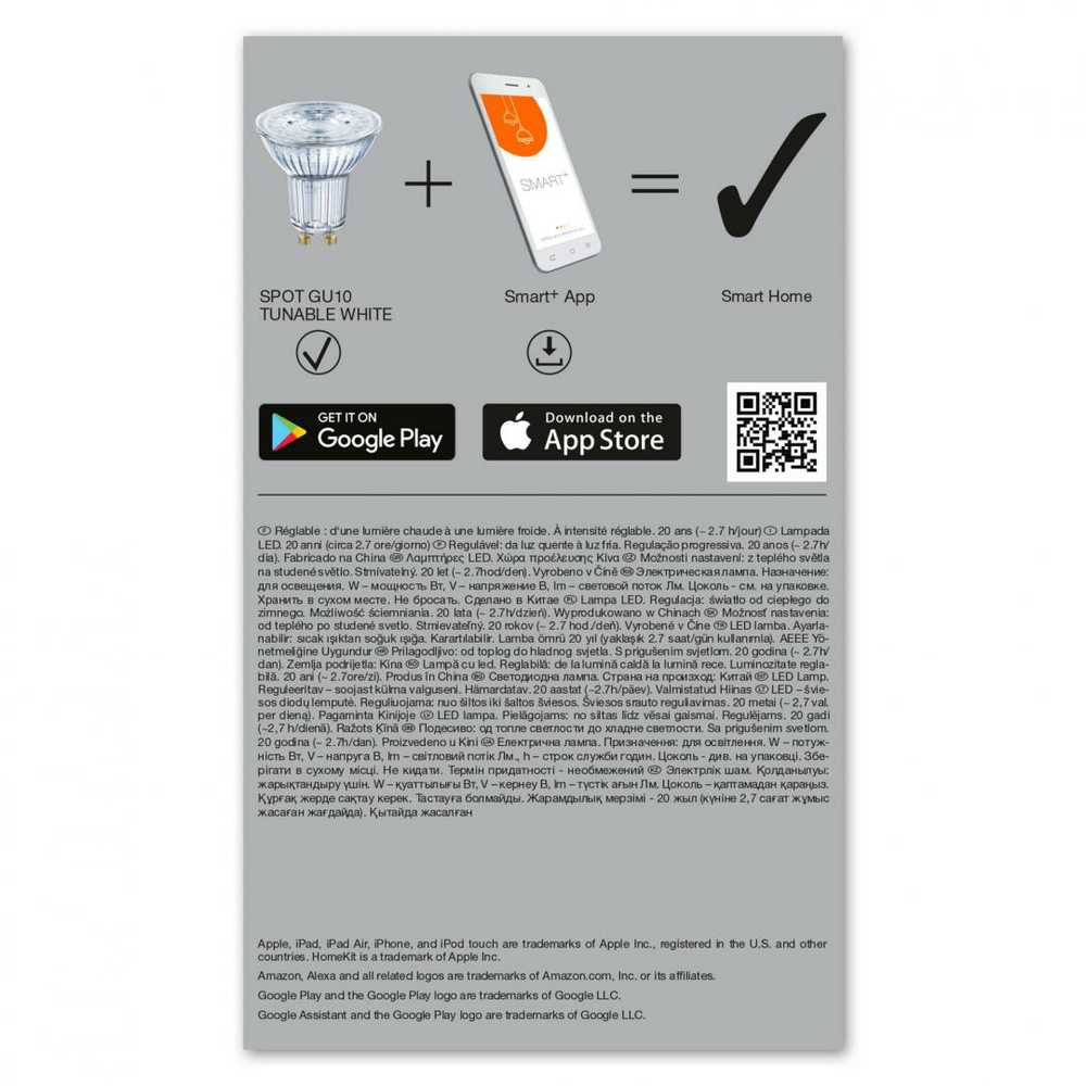 Osram Ledvance SMART+ WiFi Spot Tunable Baltas 40 5W 45° 2700-6500K GU10, 3vnt pakuotė | GU10 | 5 W | Derinamas Baltas 2700-6500K | Bevielis internetas