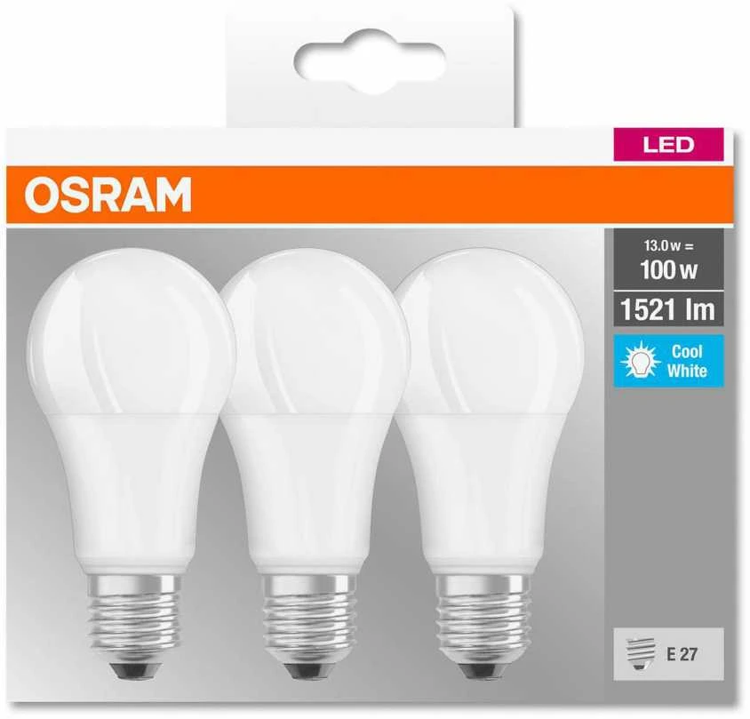 Osram Classic A, 13W, E27, 1521lm, 3 vnt.
