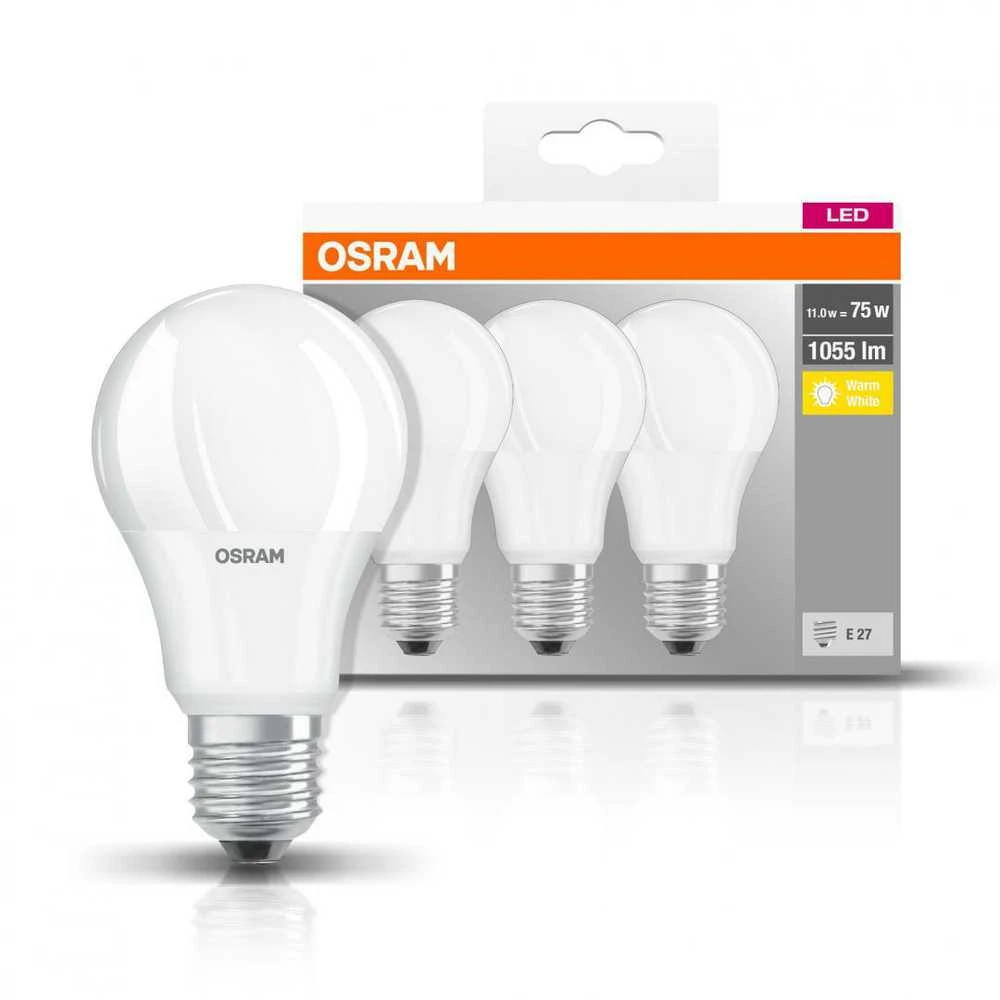 LED lemputė Osram CLA75 10W E27 3 vnt. šilta balta