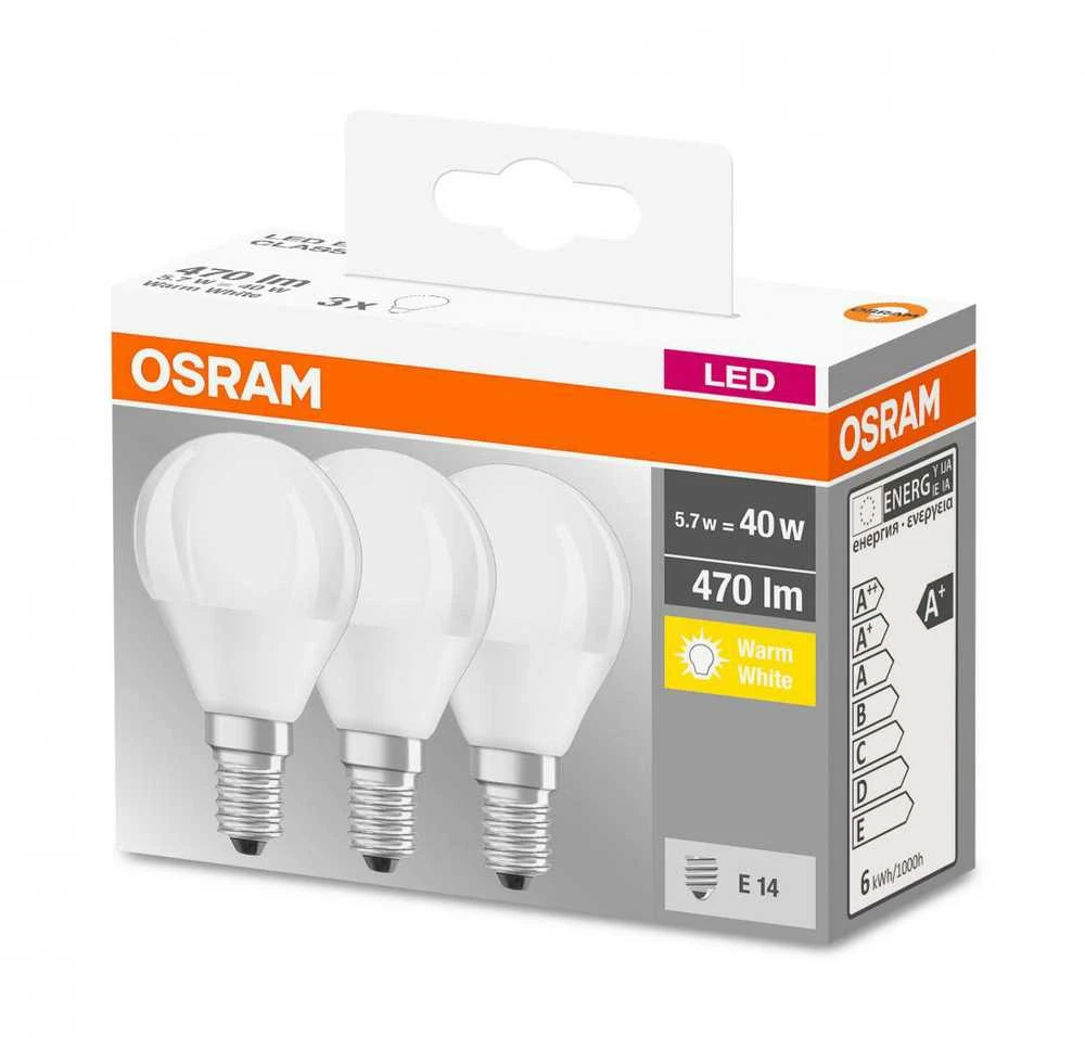 Osram Classic P, 5.7W, E14, 470lm, 3 vnt.