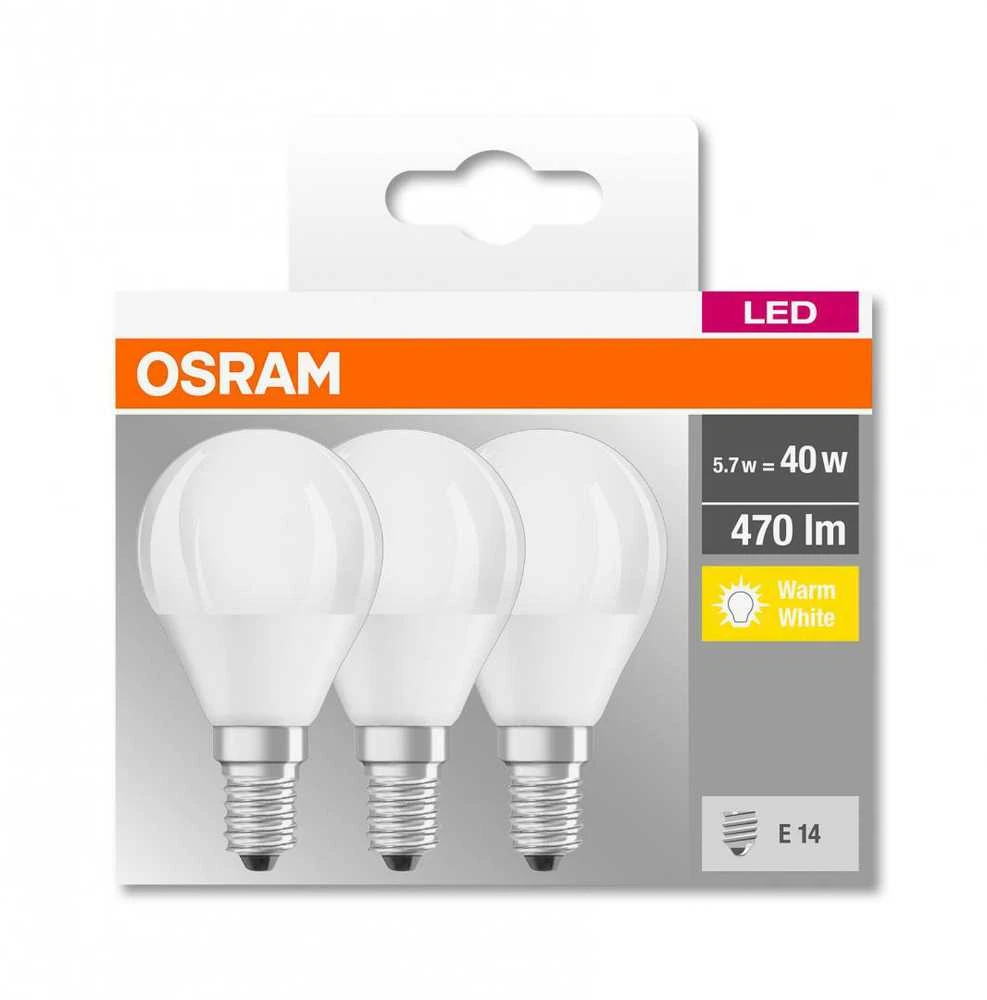 Osram Classic P, 5.7W, E14, 470lm, 3 vnt.