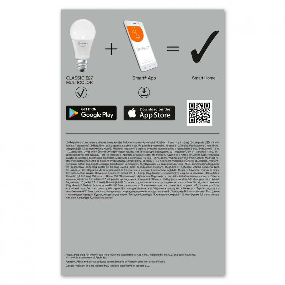 Ledvance SMART+ WiFi Classic RGBW Daugiaspalvis 60 9W 2700-6500K E27, 3 vnt.
