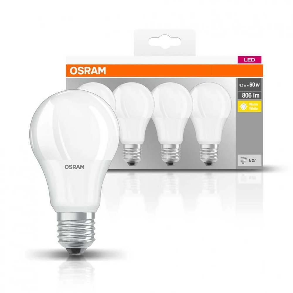LED lempa Osram A60, 8.5W, E27, 2700K, 806lm, 4vnt.