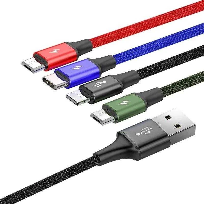 Baseus Fast USB kabelis 4in1 2xUSB-C / Lightning / Micro 3.5A 1.2m - Juodas