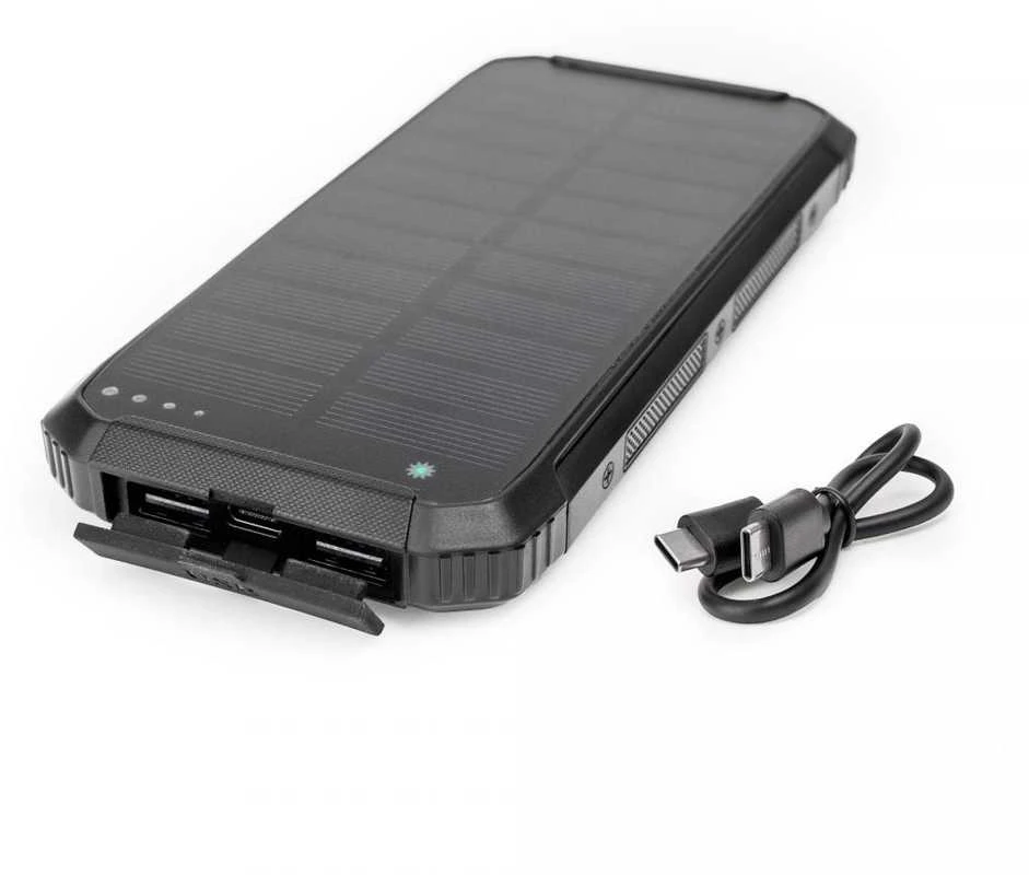 Išorinė baterija POWER BANK Platinet SOLAR 10000mAh (2xUSB; 1xUSB-C; 3A) juoda