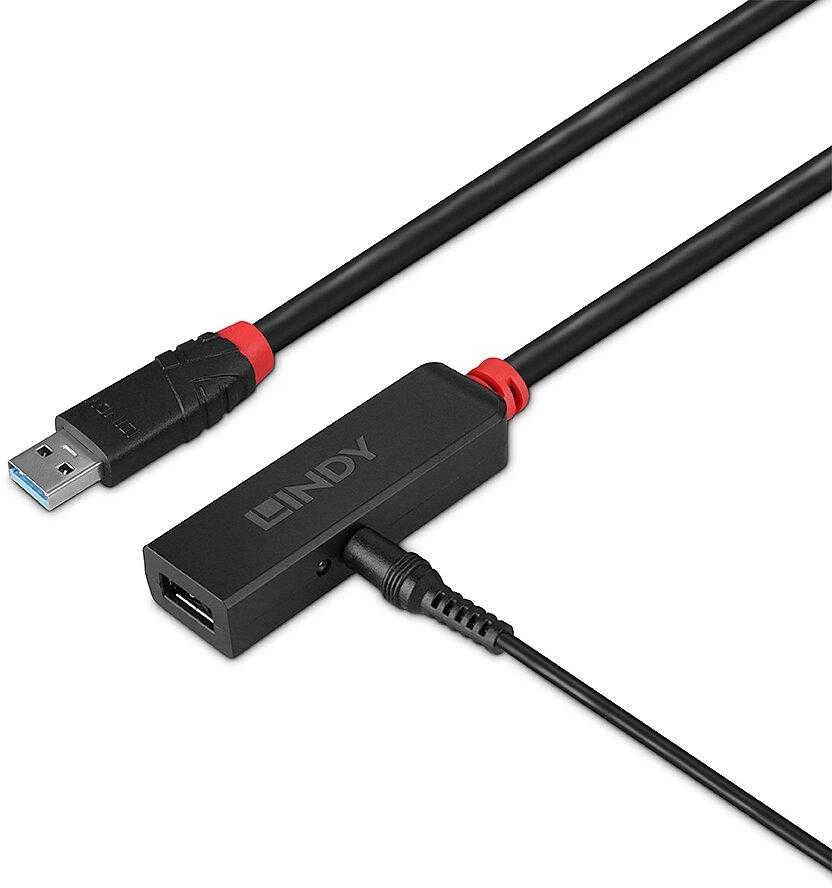USB Prailginimo Laidas - LINDY USB 3.0 Aktyvus Prailginimo Laidas, M/F, 5Gbps, 5 m, Juodas
