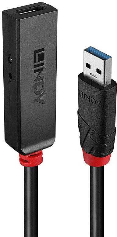 USB Prailginimo Laidas - LINDY USB 3.0 Aktyvus Prailginimo Laidas, M/F, 5Gbps, 5 m, Juodas