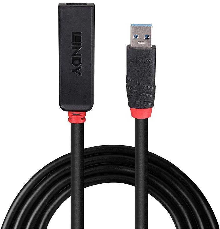 USB Prailginimo Laidas - LINDY USB 3.0 Aktyvus Prailginimo Laidas, M/F, 5Gbps, 5 m, Juodas