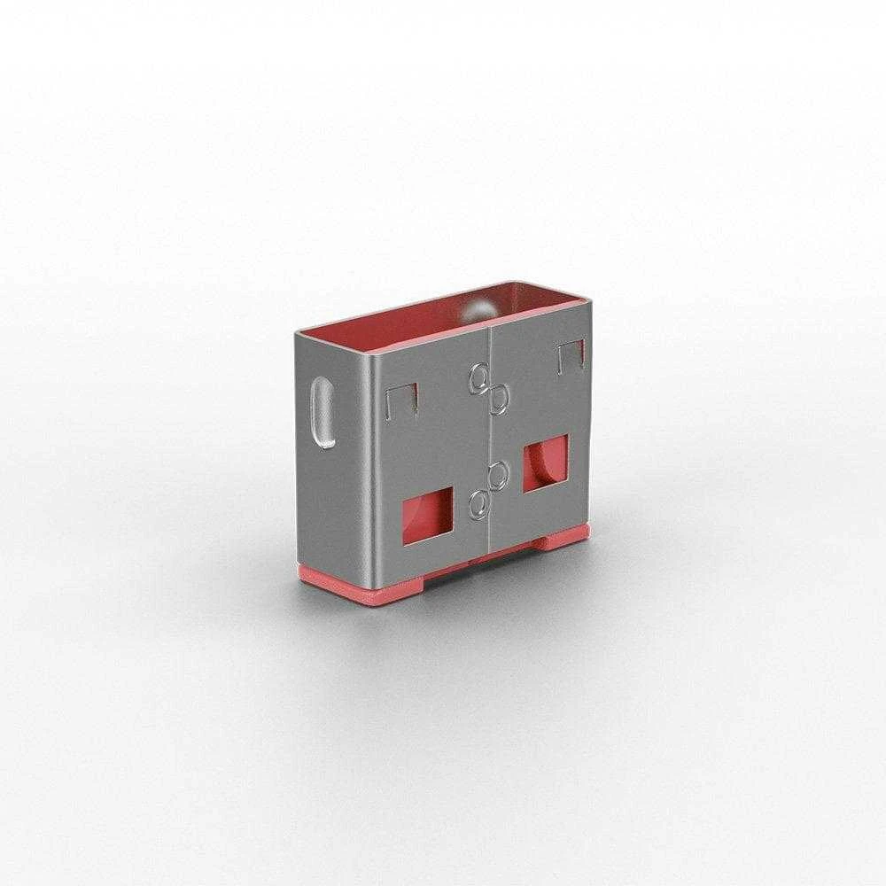 USB A tipo apsauginis blokatorius su rožiniu pagrindu