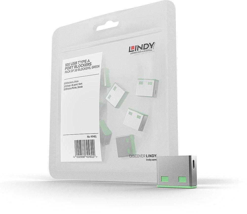 USB Priedas - LINDY USB Type A Prievadų Blokatoriai, 10 vnt., Žali