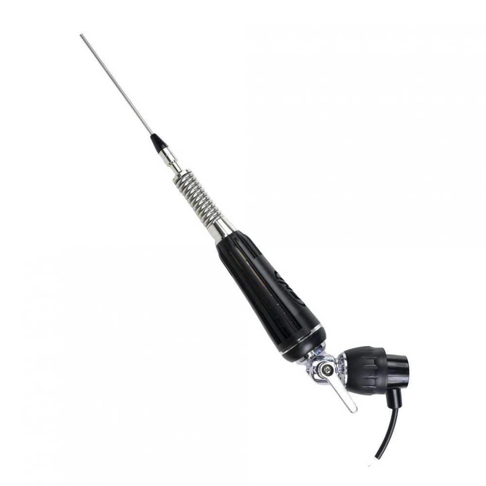 PNI LED 1000 CB sulankstoma antena, 100 cm ilgio, su kabeliu ir fiksuotu „drugelio“ tipo laikikliu, 26-30 MHz, 300 W, šviečia siuntimo metu