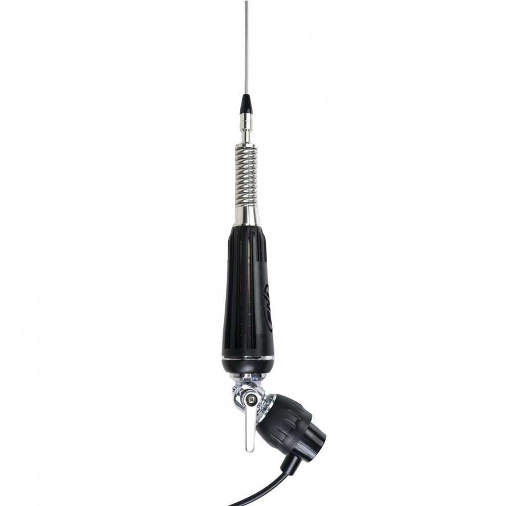 PNI LED 1000 CB sulankstoma antena, 100 cm ilgio, su kabeliu ir fiksuotu „drugelio“ tipo laikikliu, 26-30 MHz, 300 W, šviečia siuntimo metu
