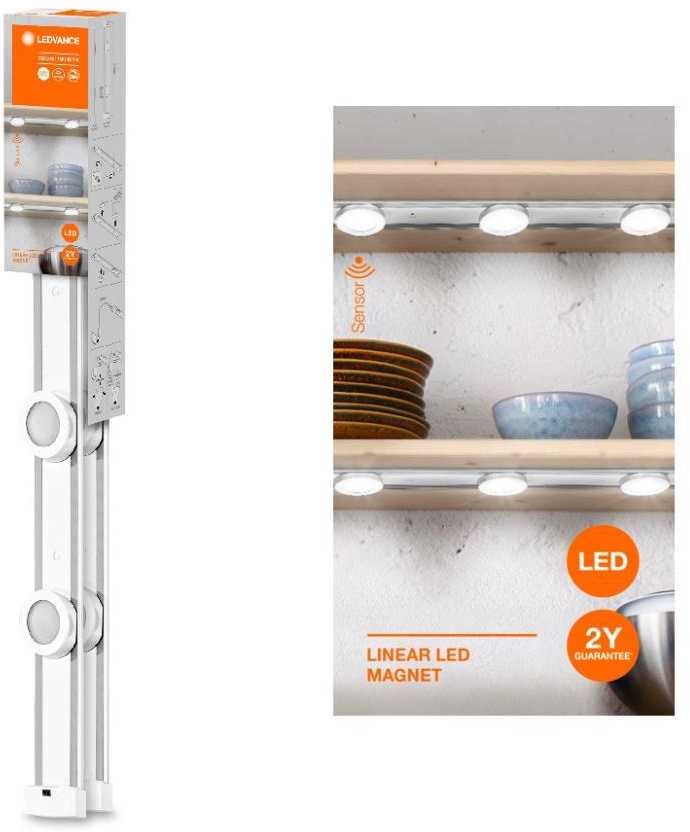 Ledvance 9.5W LED linijinis lentynų magnetinis šviestuvas, 3 taškų, baltas, 4000K