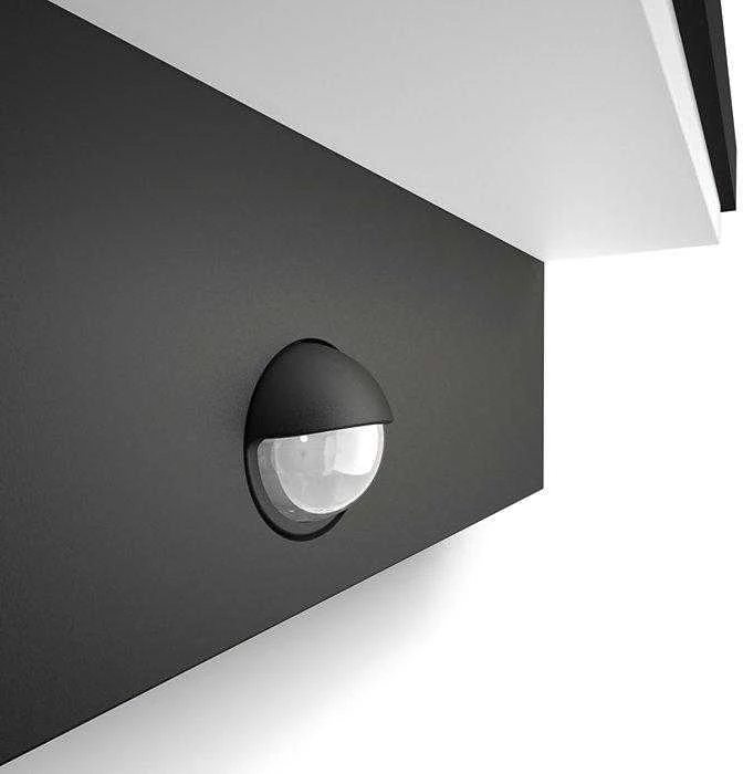 Sieninis šviestuvas 2x4,5W LED sieninis lauko šviestuvas PHILIPS BUSTAN, antracito sp., 2700K, IP44, su judesio davikliu