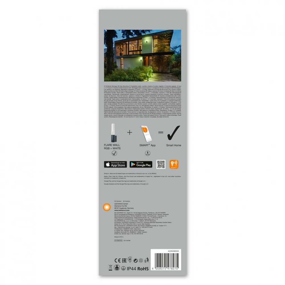 Ledvance Smart 7,5W LED šviestuvas SMART+ WIFI FLARE, tamsiai pilkas, 3000K, reguliuojamos RGB spalvos, 80cm