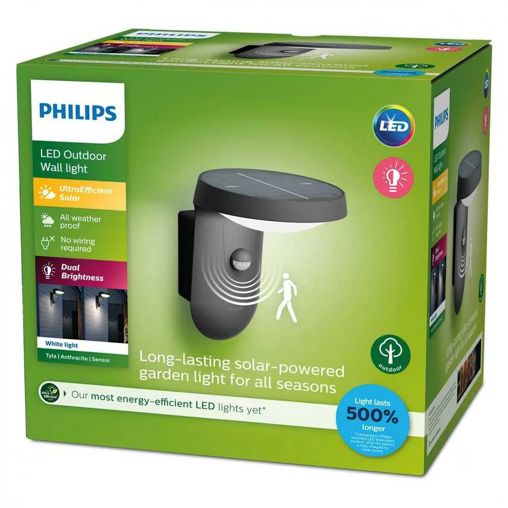 „Philips Tyla UE“ LED lauko sieninis šviestuvas, 3000 K antracito spalvos, IP44