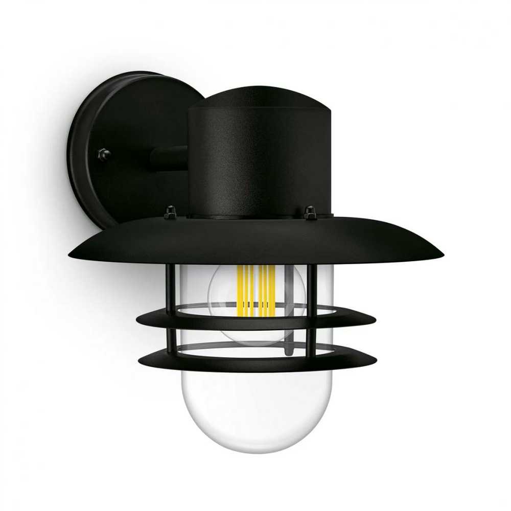Sieninis šviestuvas Aplica pentru exterior Philips INYMA, 1xE27, max 25W, IP44 ,245x260x230mm, Negru