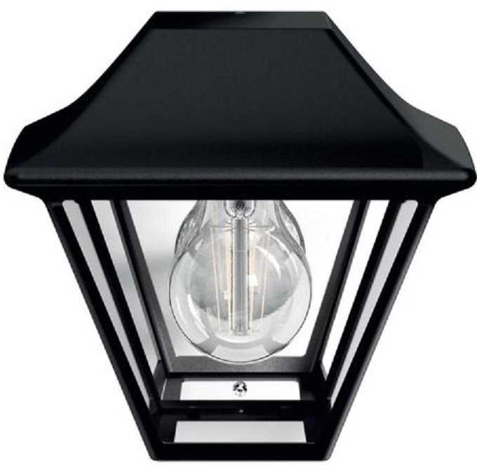 Sieninis šviestuvas Lauko žibintas Philips Alpenglow, 1xE27, max 42W, IP44, 130x181x170mm, juodas