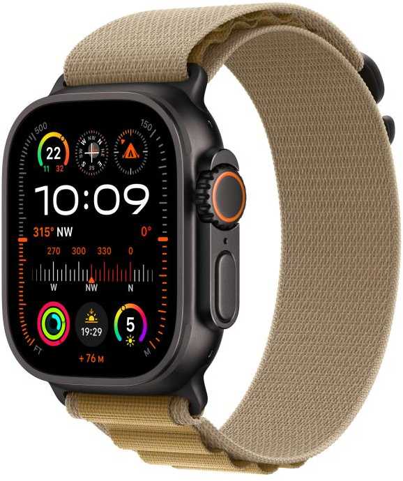 Apple 49mm Tan Alpine Loop – vidutinė – juodo titano apdaila