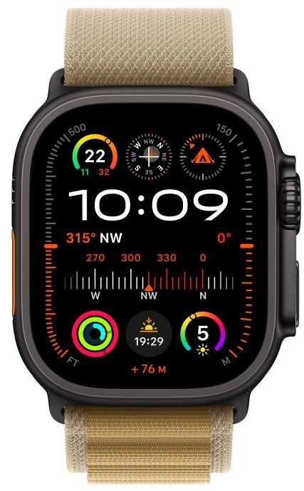 Apple 49mm Tan Alpine Loop – vidutinė – juodo titano apdaila