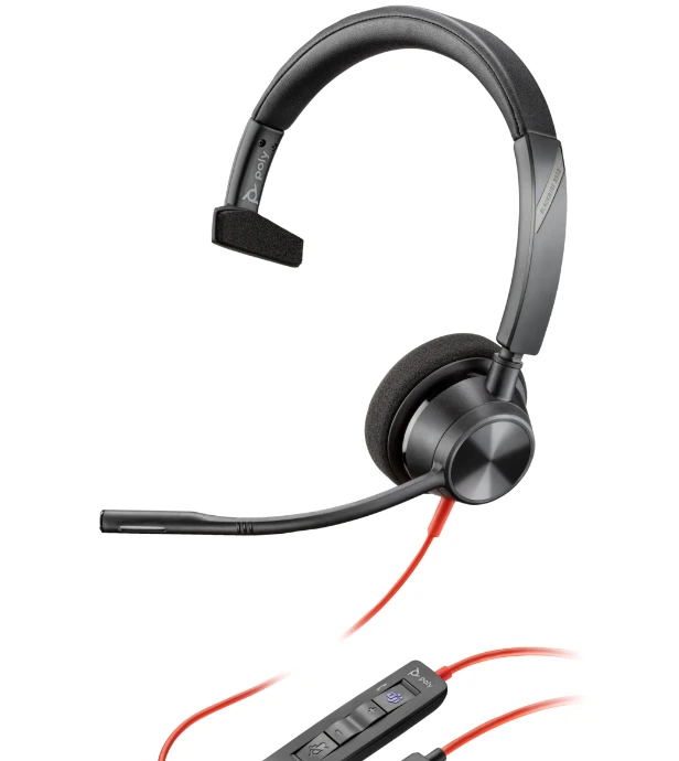 Hewlett Packard (HP) HP Poly Blackwire 3310 Vienpusės Microsoft Teams Certified USB-C Ausinės +USB-C/A Adapteris