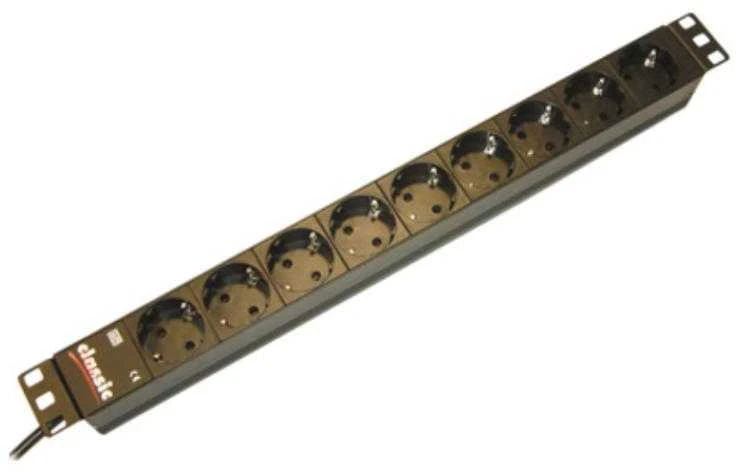Bachmann 19" lizdo juostelė ALU 1U, 8x 35°, juoda, 2,0m, su jungikliu