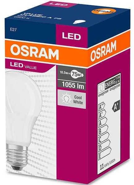 OSRAM VALUE E27 10W/865 CLA75W kasdien 6500k