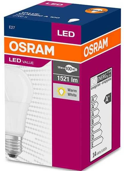 LED lemputė OSRAM, A60, E27, 14 W, 1521 lm, 2700 K