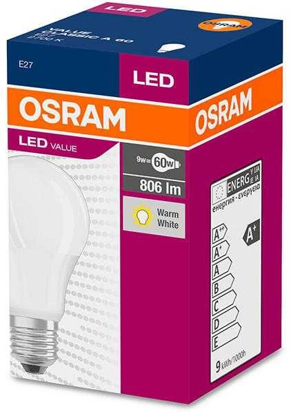 LED lemputė OSRAM, A60, E27, 8,5 W, 806 lm, 2700 K