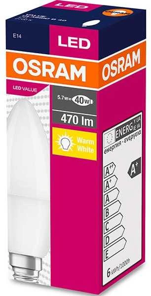 LED lemputė OSRAM, B11, E14, 5,7 W, 470 lm, 2700 K