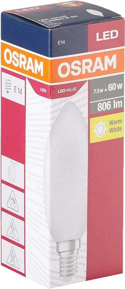 LED lemputė OSRAM, B60, E14, 7 W, 806 lm, 2700 K