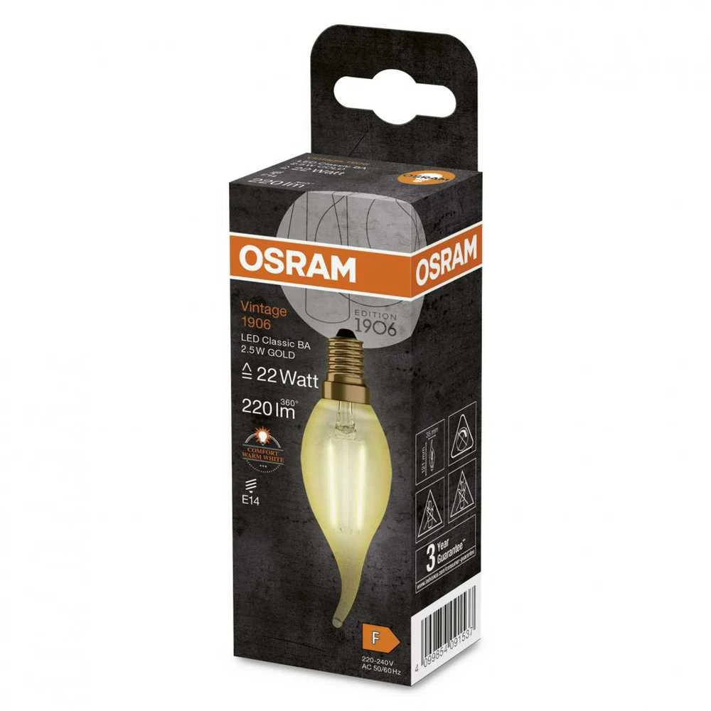 Osram 2,5W LED lemputė VINTAGE 1906, E14, aukso sp., 2400K