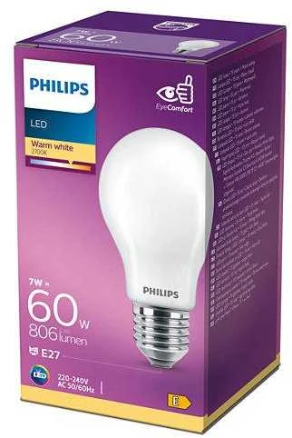 LED lemputė PHILIPS, A60, E27, 7 W, 806 lm, 2700 K