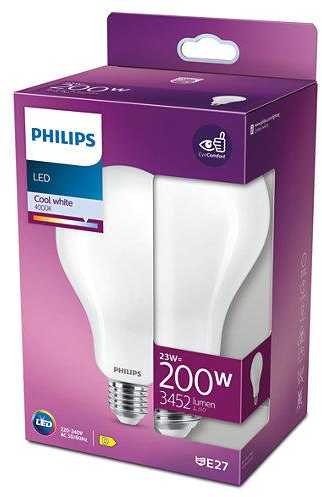 Bec LED Philips Classic A95, EyeComfort, E27, 23W (200W), 3452 lm, lumina neutra (4000K), mat