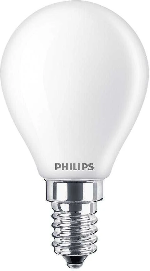 LED lemputė Philips P45, 4.3W, E14, 2700K, 470lm, matinė