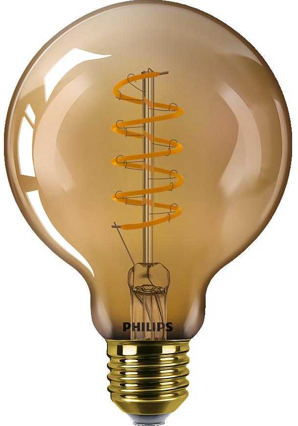 Dekoratyvinė LED lemputė PHILIPS VINTAGE GOLD, E27, G93, 2000 K, 4W (=25W), 250 lm, dimeriuojama