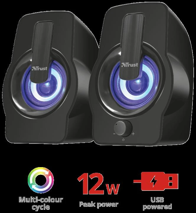 Kompiuterio kolonėlės Kolonėlės kompiuteriui Trust Gemi RGB 2.0, juodos