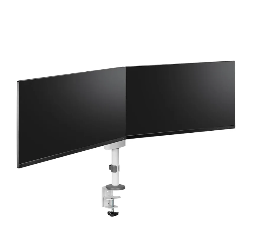 Laikiklis NEOMOUNTS SCREEN STALO MONTAVIMAS DVIEJIEMS MONITORIAMS, Baltas (CLAMP+GROMMET)