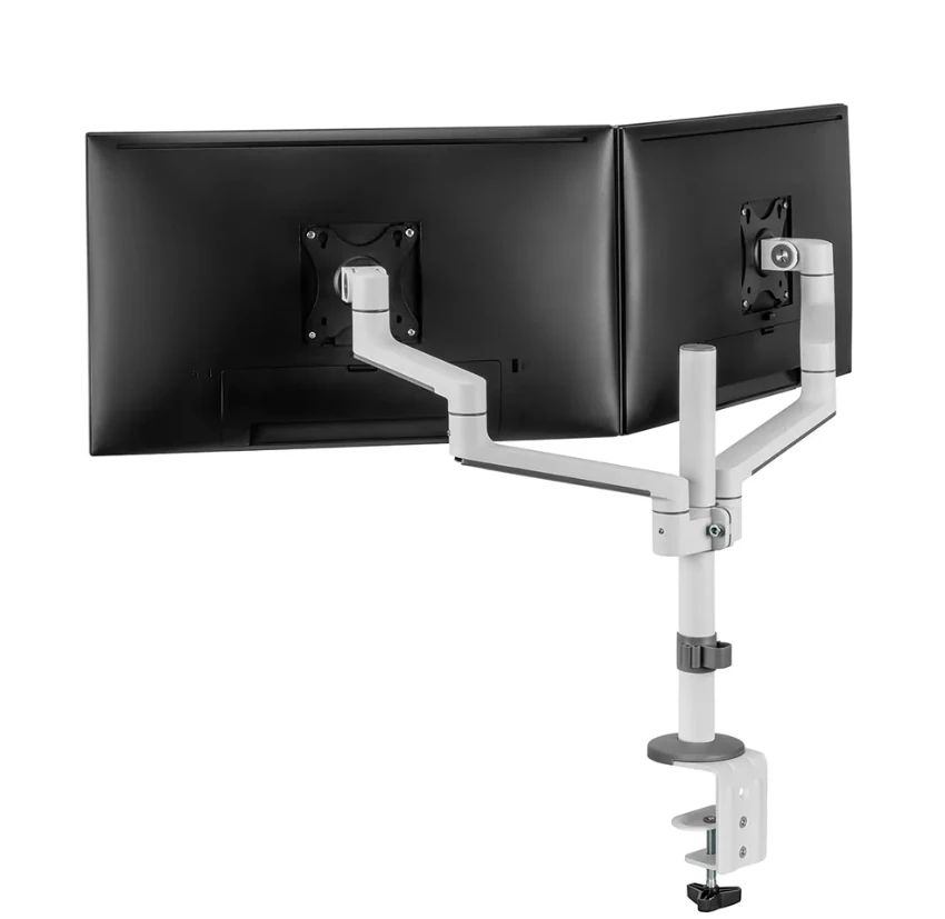 Laikiklis NEOMOUNTS SCREEN STALO MONTAVIMAS DVIEJIEMS MONITORIAMS, Baltas (CLAMP+GROMMET)