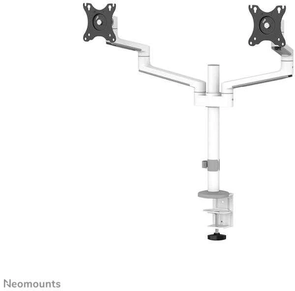 Laikiklis NEOMOUNTS SCREEN STALO MONTAVIMAS DVIEJIEMS MONITORIAMS, Baltas (CLAMP+GROMMET)