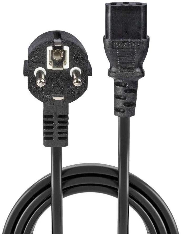 Maitinimo Laidas - LINDY Schuko Kištukas į C13, 3m, 10A/250V, PVC, Varis, Juodas