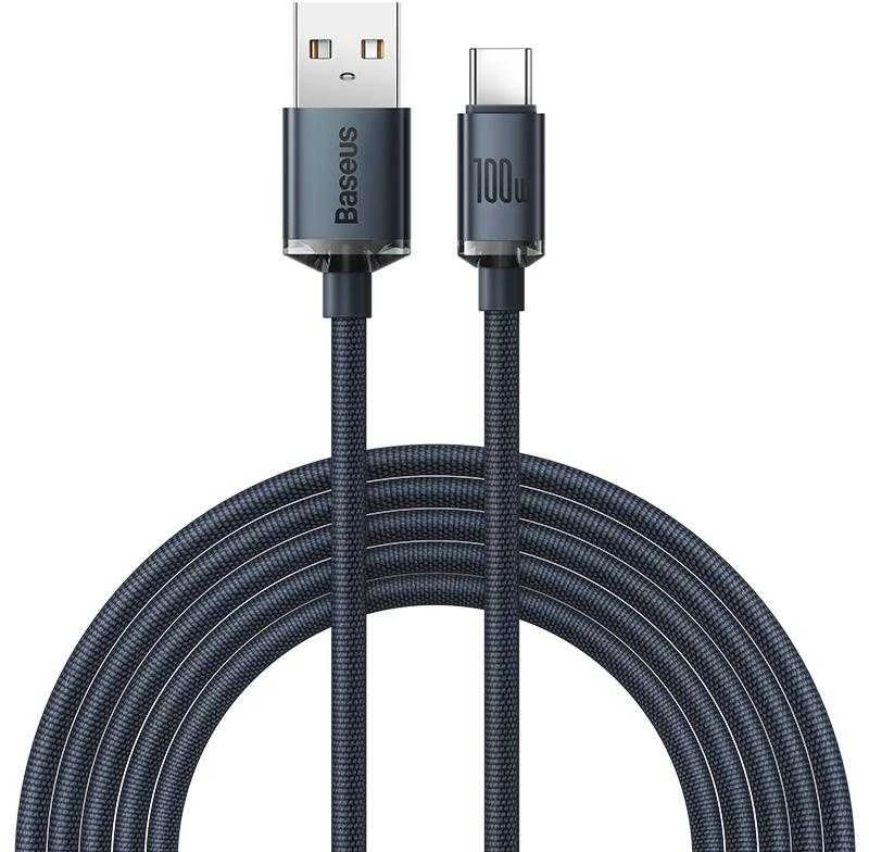 Baseus Crystal USB - USB-C laidas 100W 1.2m - Juodas