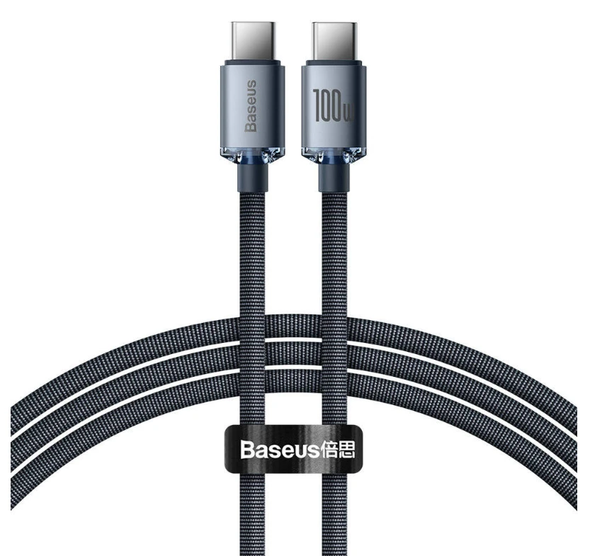 Baseus Crystal USB-C - USB-C laidas 100W 2m - Juodas